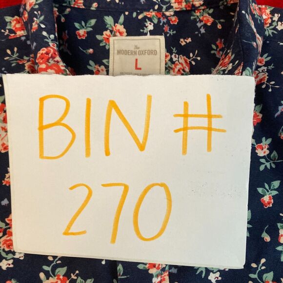 GAP Shirt Mens Sz L Navy Blue Floral‎ Print Modern Oxford Button Up Cotton - Picture 9 of 9